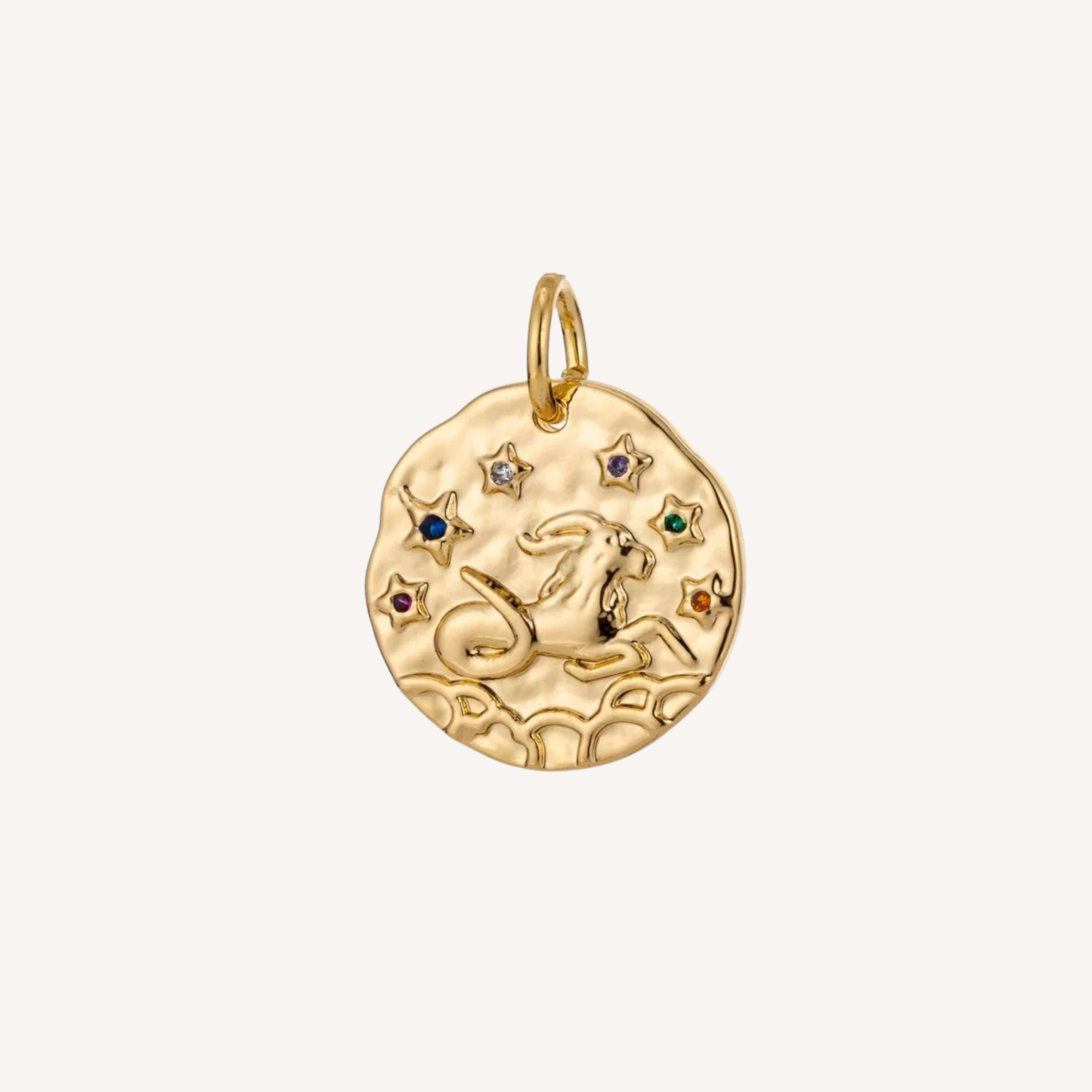 Medium Hammered Zodiac Coin Charm