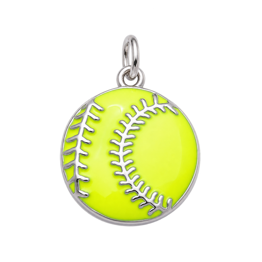 Medium Silver Softball Charm