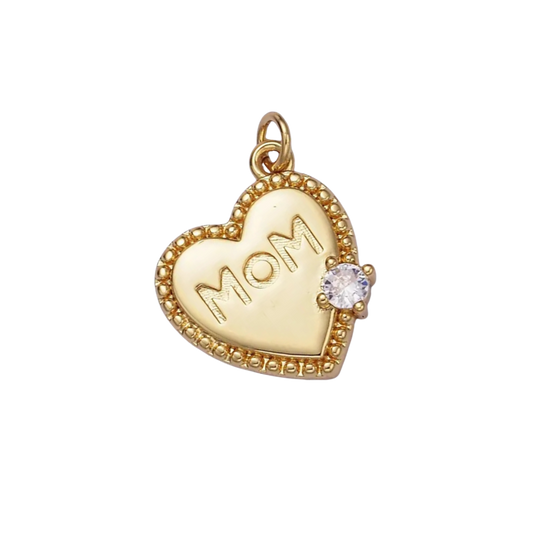 Medium "Mom" Heart Charm