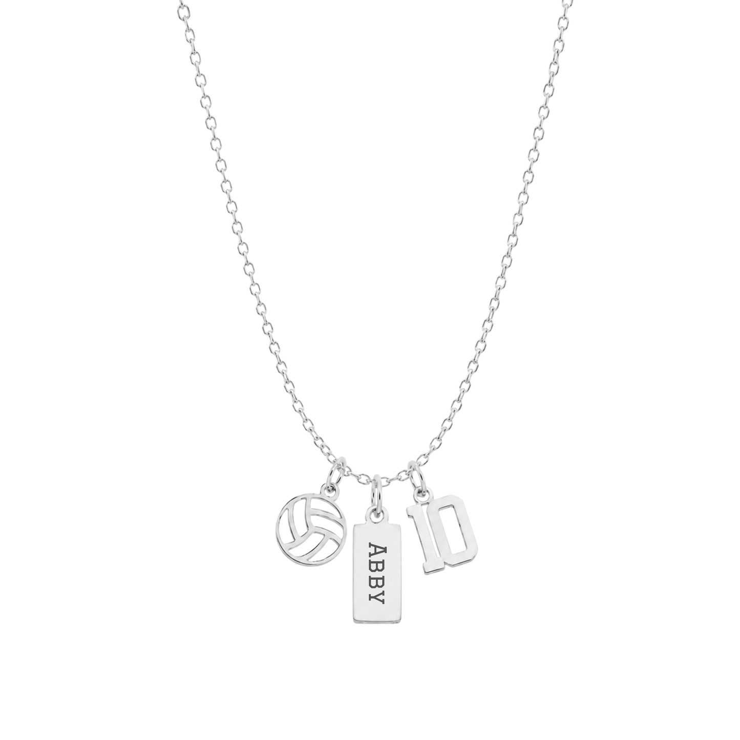 3-Charm Volleyball Silver Necklace