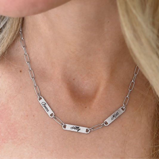 Silver Engraved 1, 2, or 3 Bar Necklace