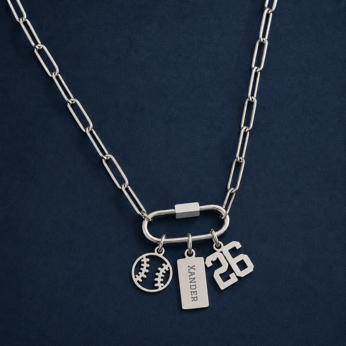 Silver Carabiner Charm Holder Paperclip Necklace