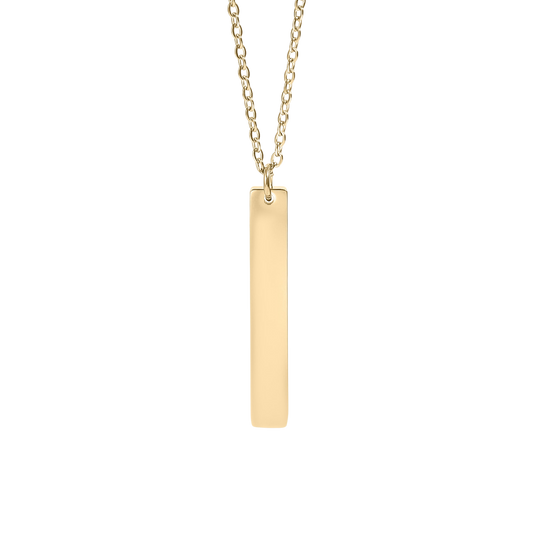 18K Engraved Vertical Bar Necklace