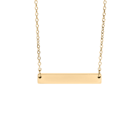 Gold Engraved Bar Necklace
