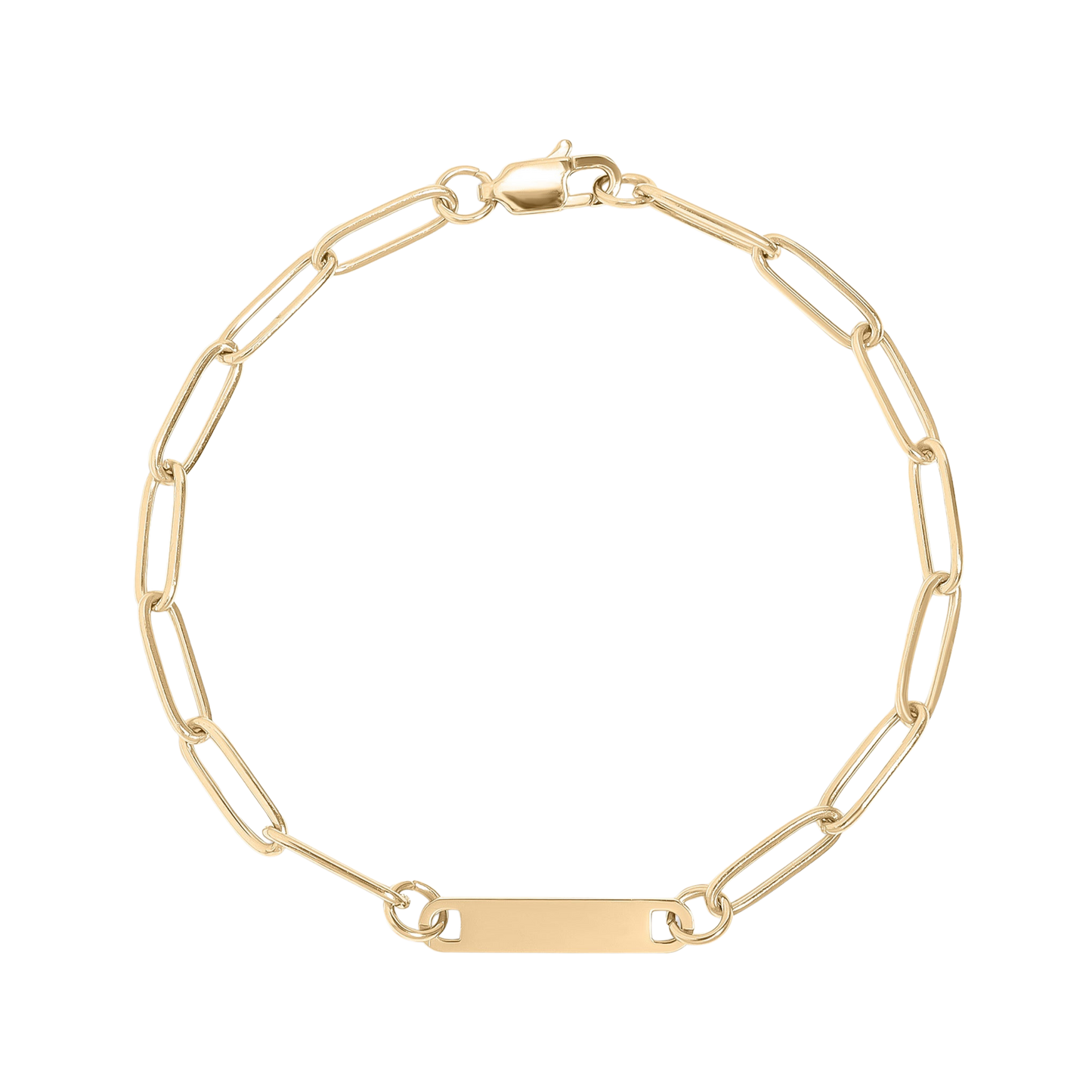 18K Paperclip Bar Bracelet (Engravable)