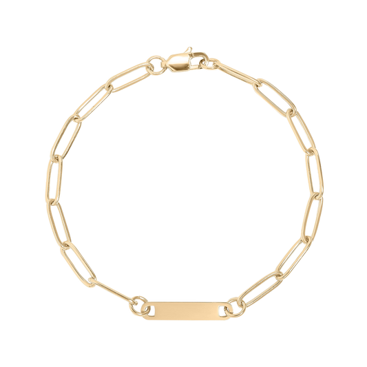 14K Gold-Filled Paperclip Bar Bracelet (Engravable)