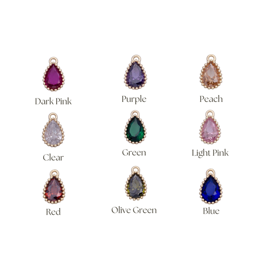 Mini Teardrop Colored Gem Charms