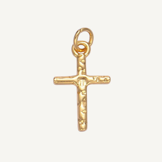 Medium Hammered Cross Charm
