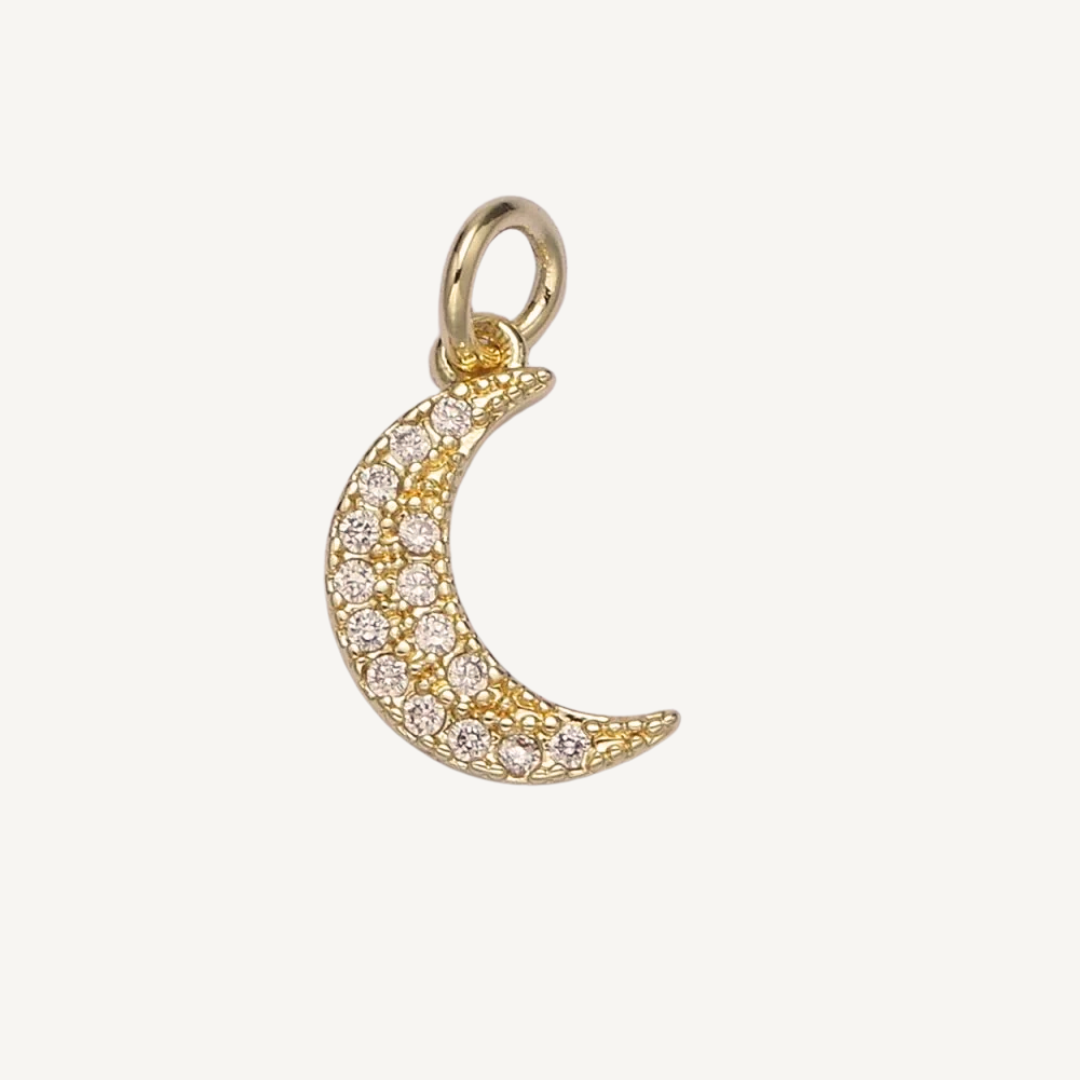 Mini Rhinestone Crescent Moon Charm