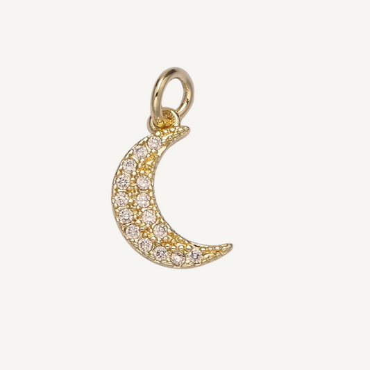 Mini Rhinestone Crescent Moon Charm