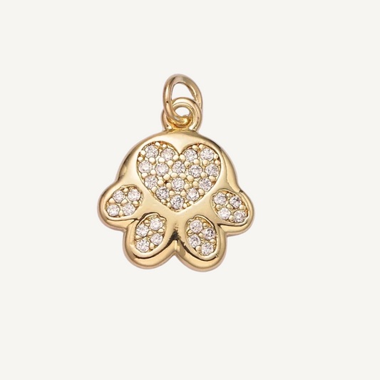 Small Rhinestone Paw Print Charm