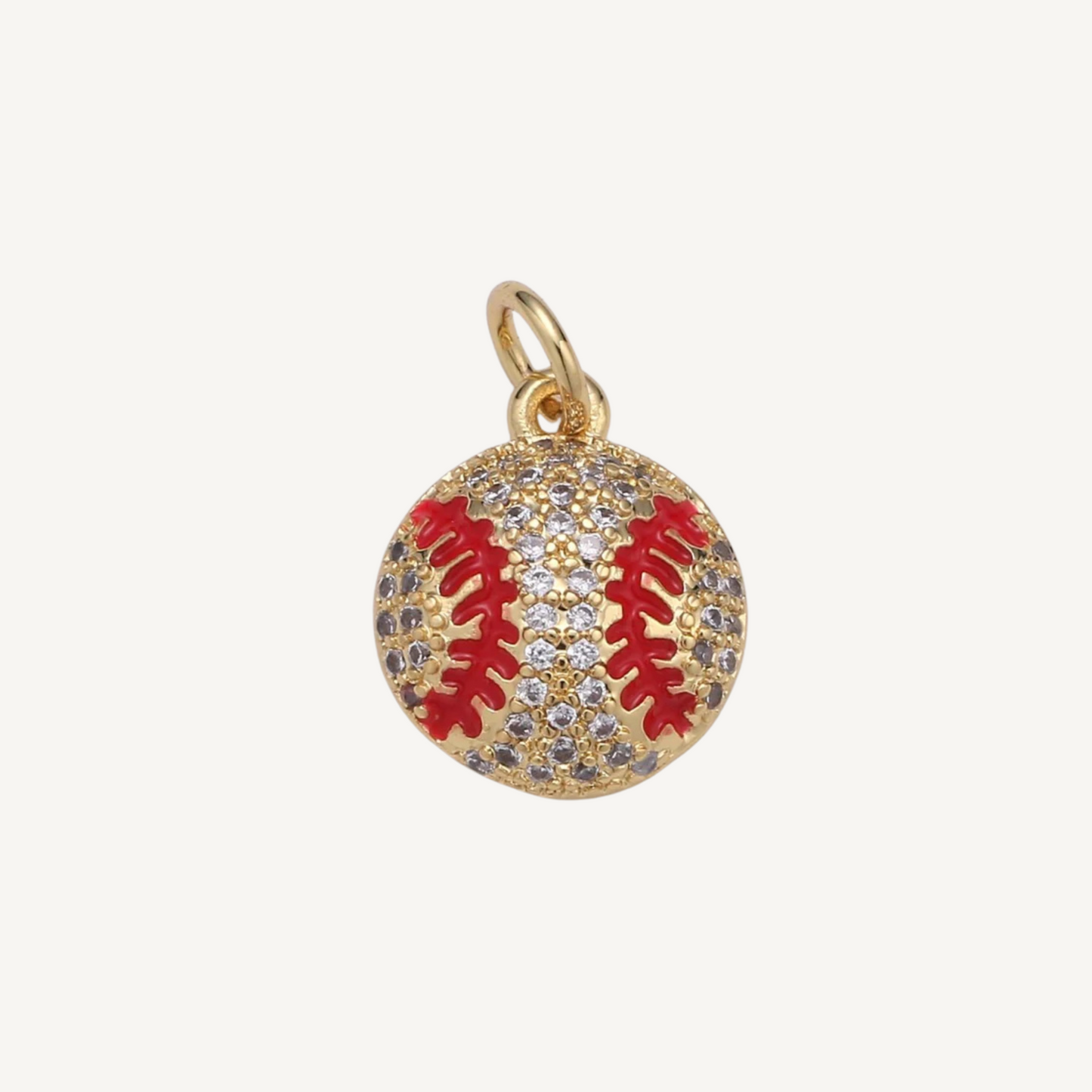 Small Rhinestone Baseball Charm