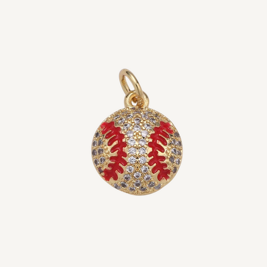 Small Rhinestone Baseball Charm