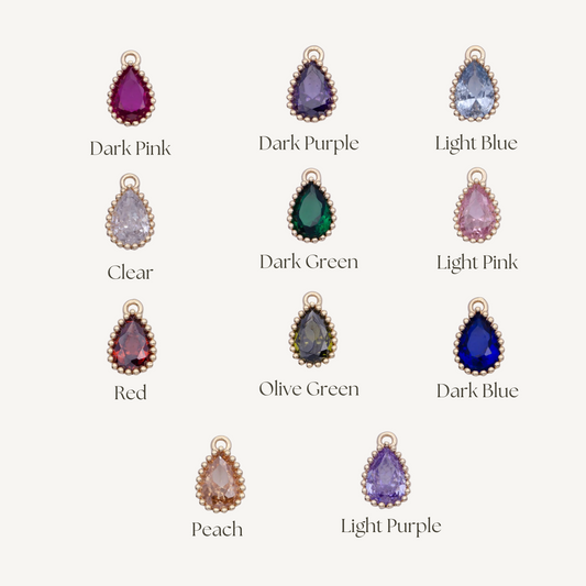 Mini Teardrop Colored Gem Charms