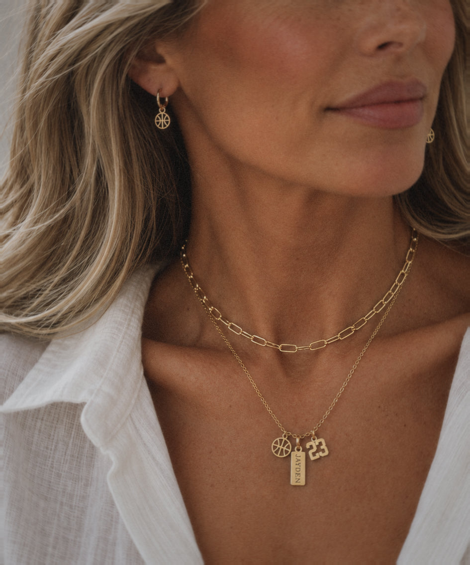 Basketball Game Day Necklace & Earring Set