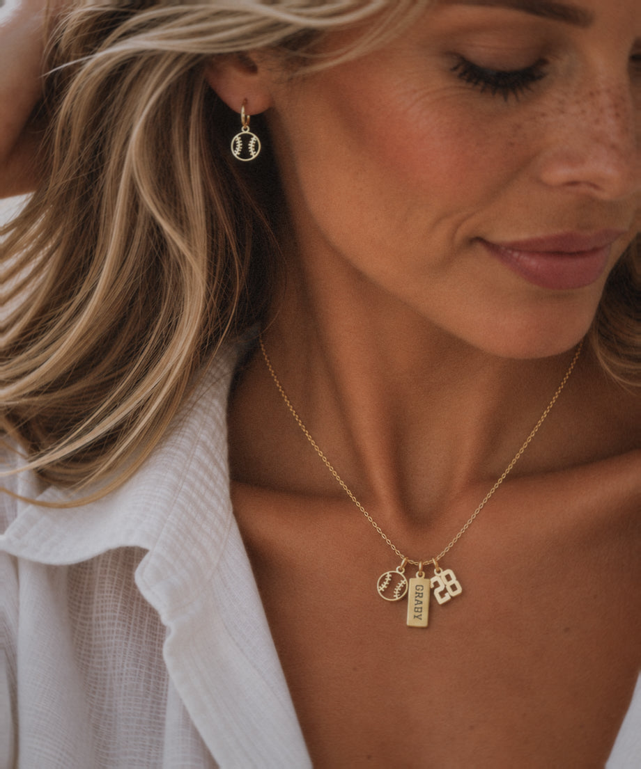 Baseball Game Day Necklace & Earring Set