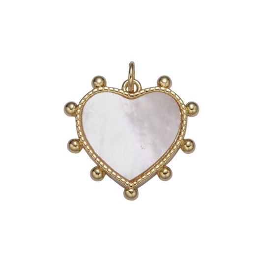 Large Pearl Heart Charm
