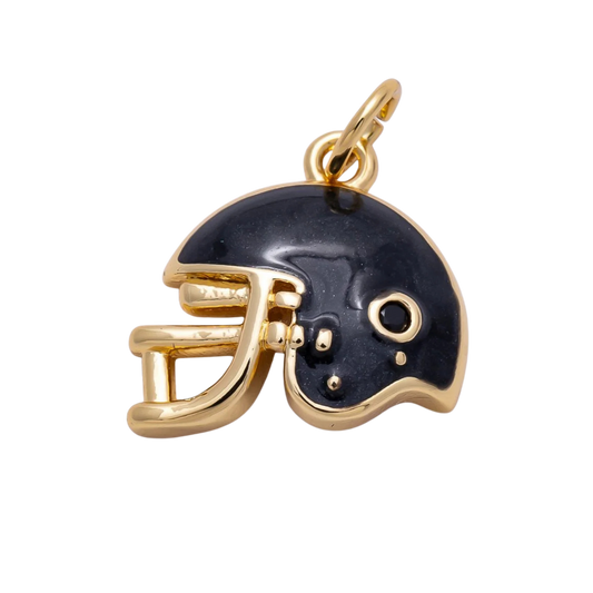 Large Black Football Helmet Charm