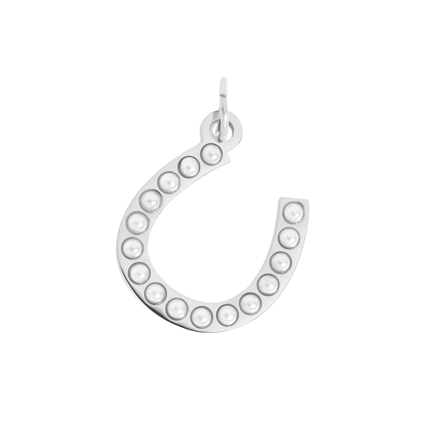 Large Pearl Horseshoe Charm (Silver)