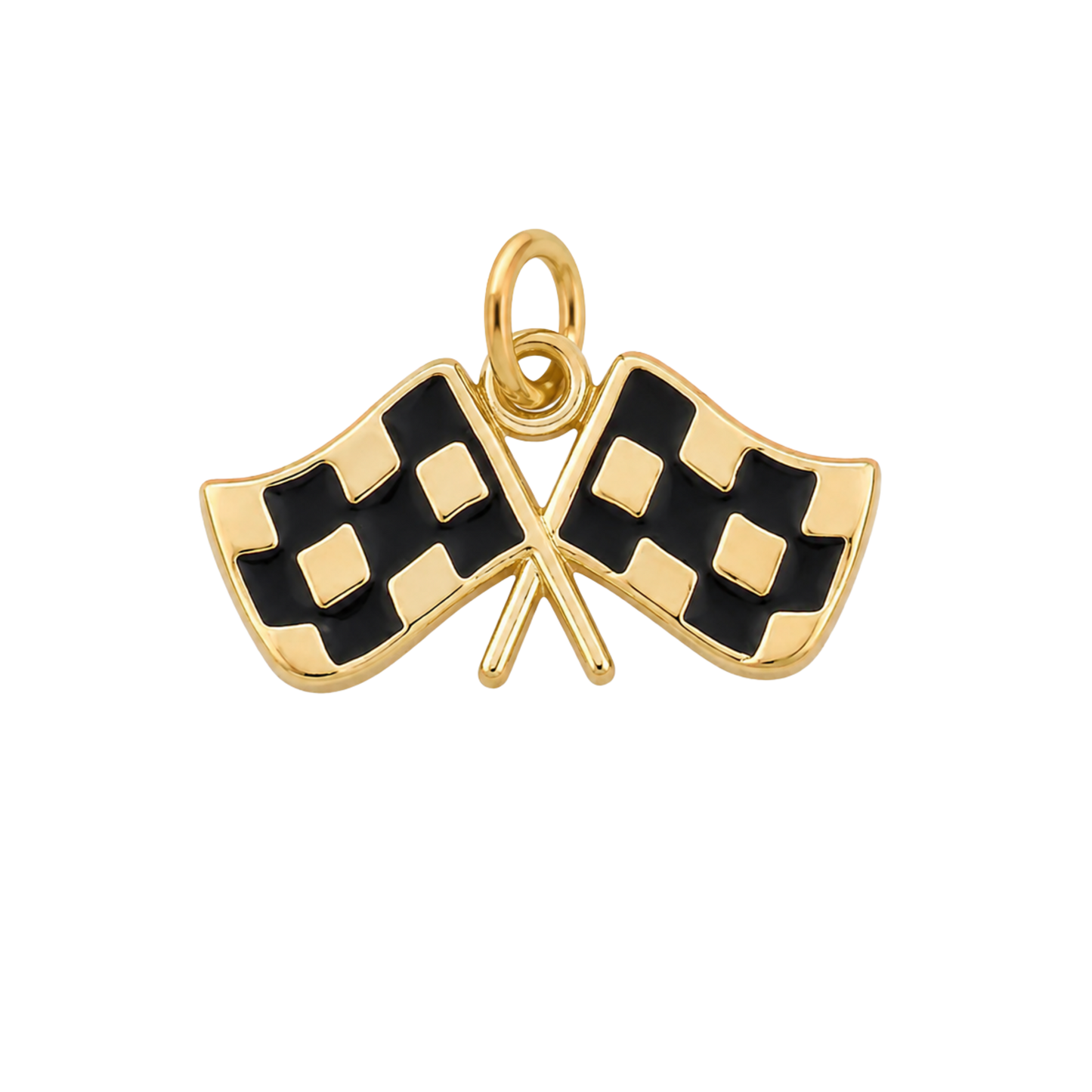 Large Gold Checkered Flag Charm