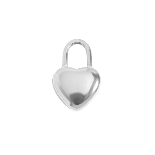 Medium Silver Heart Lock Charm (Engravable)