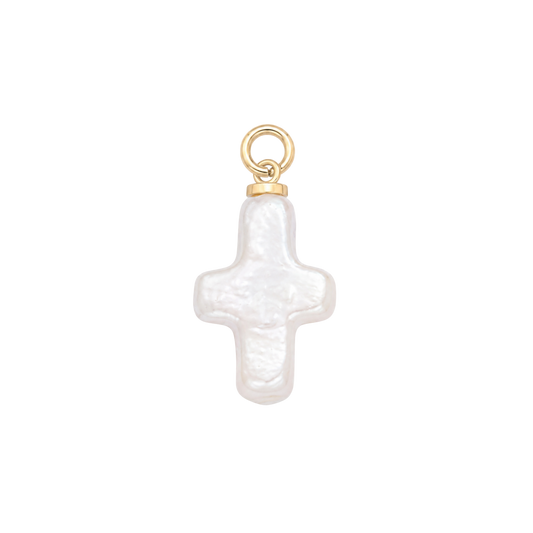 Medium Pearl Cross Charm