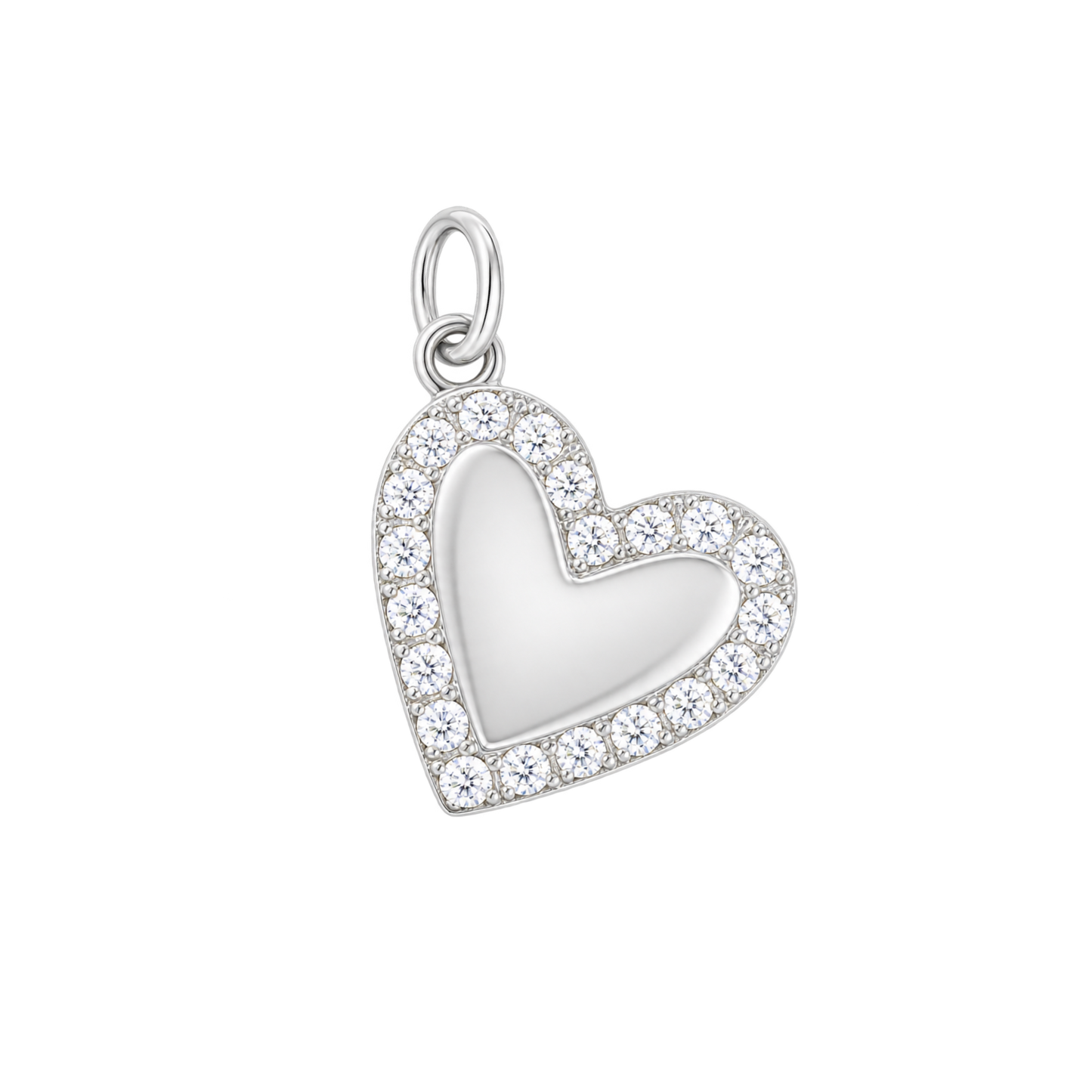 Medium Silver Paved Border Heart Charm