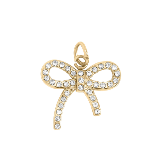 Medium Gold Rhinestone Bow Charm