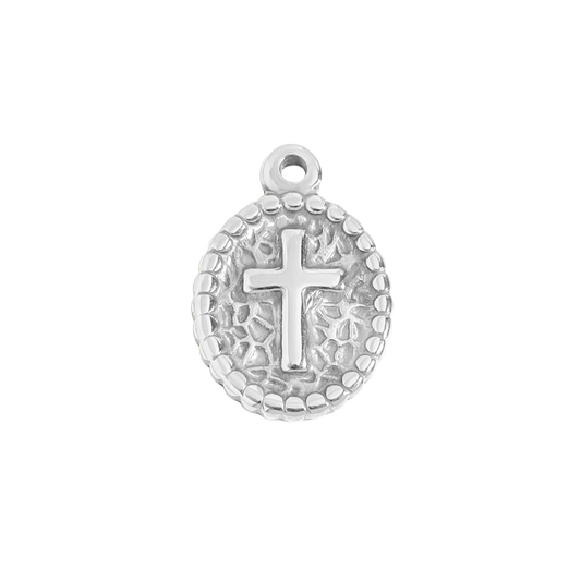 Medium Silver Medallion Cross Charm