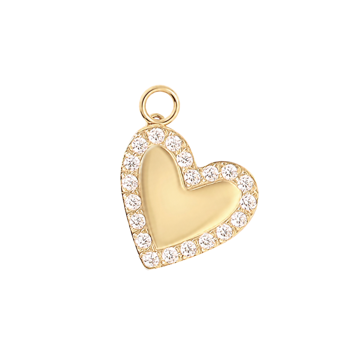 Medium Gold Paved Border Heart Charm