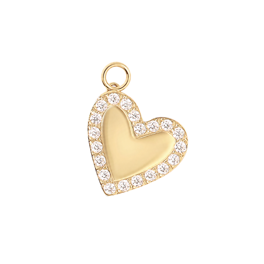Medium Gold Paved Border Heart Charm