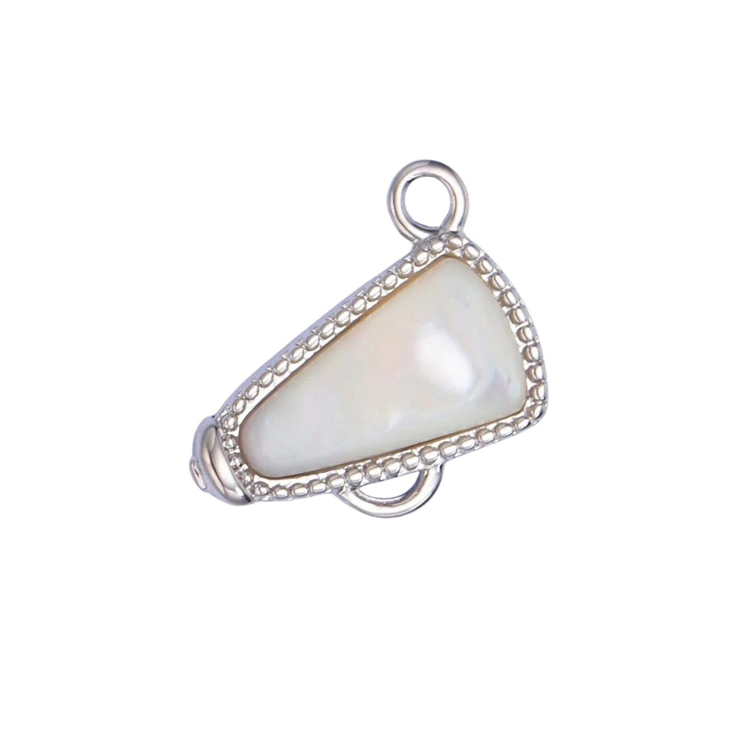 Medium Silver Pearl Megaphone Charm