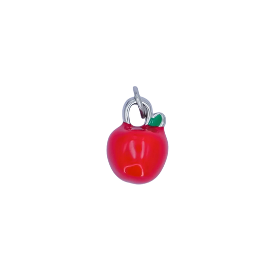 Mini Silver Red Apple Charm