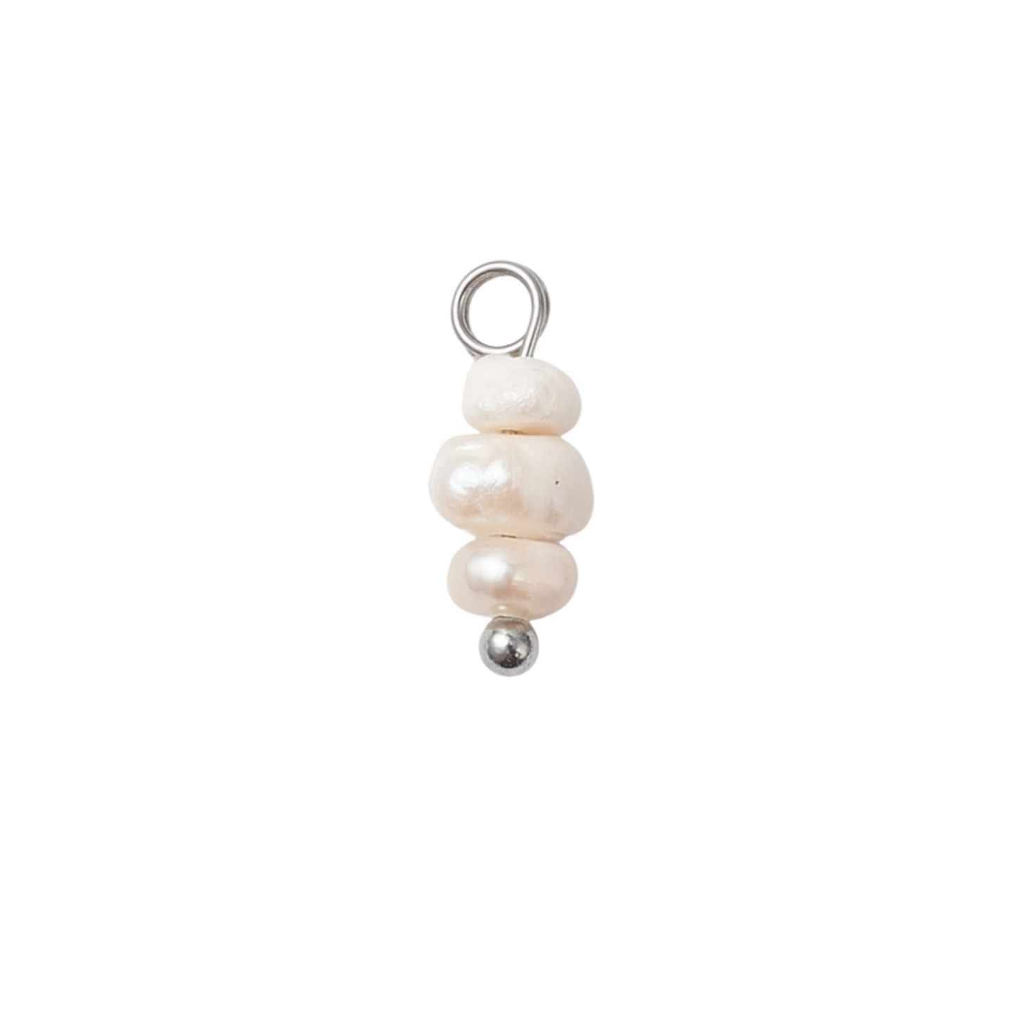 Small Silver Triple Stacked Pearl Charm
