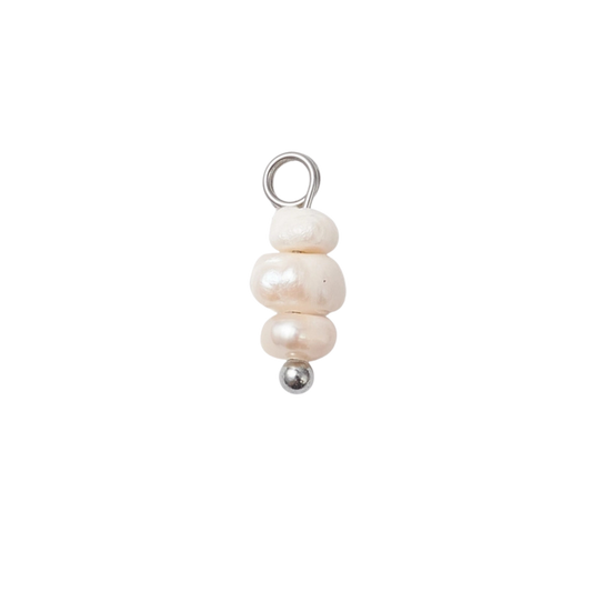 Small Silver Triple Stacked Pearl Charm