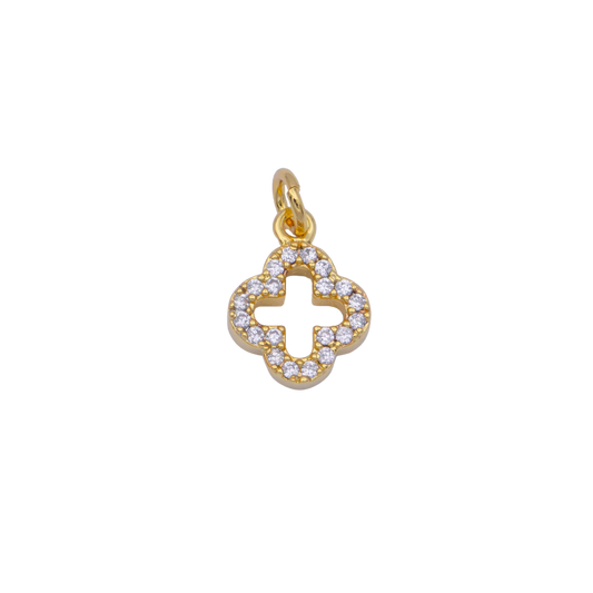 Mini Paved Quatrefoil Charm