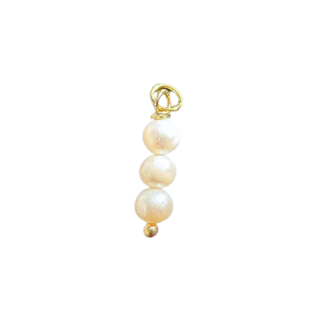 Small Triple Stacked Pearl Charm