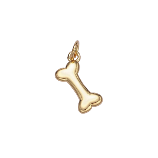 Small Gold Dog Bone Charm