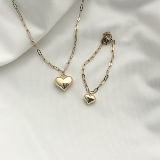 Mama + Me Heart Necklace + Bracelet Bundle