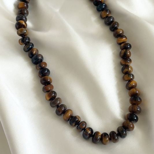 Chunky Tiger's Eye Beaded Statement Necklace