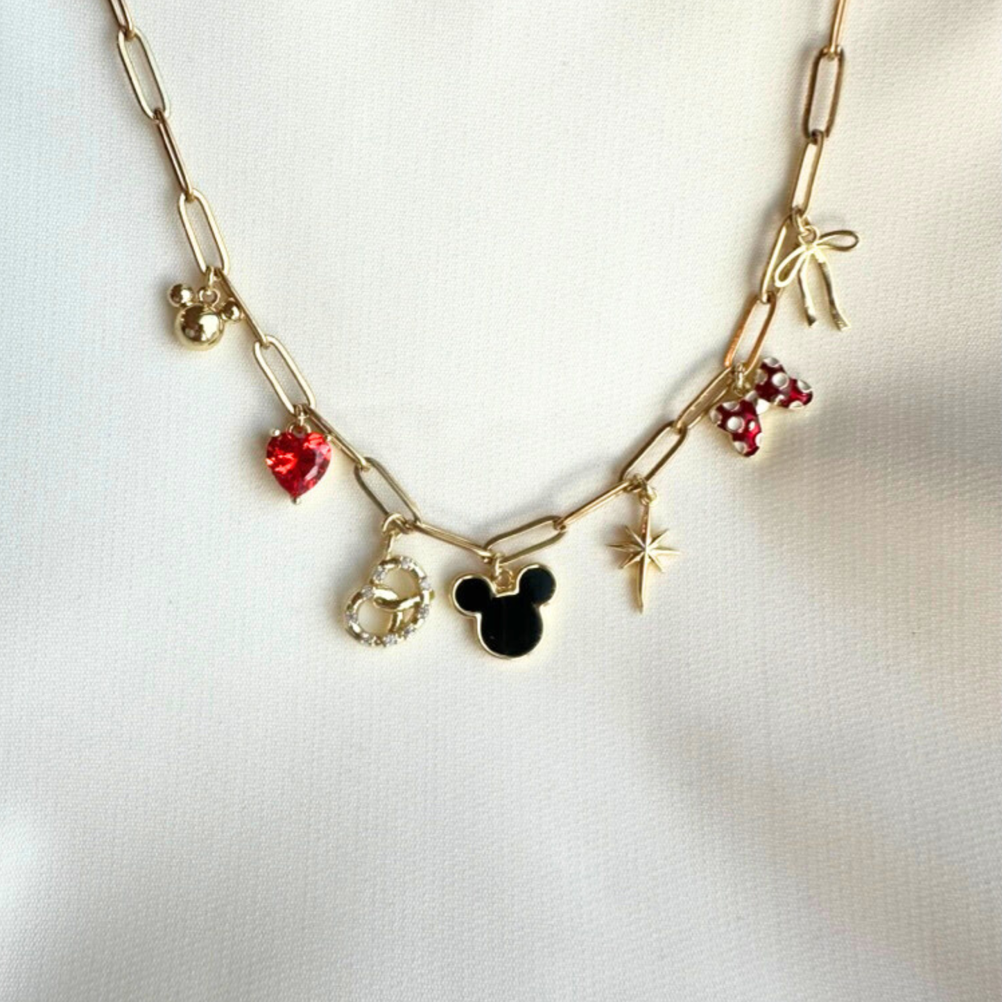Red + Black Happiest Place 7-Charm Necklace