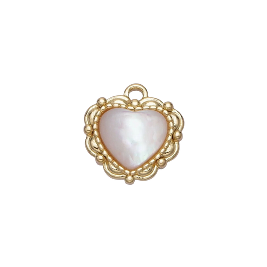 Small Vintage Pearl Heart Charm