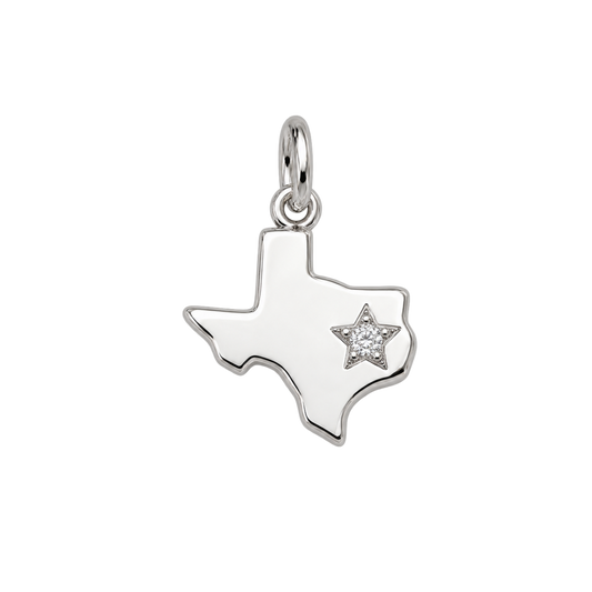 Small Silver Texas State Charm