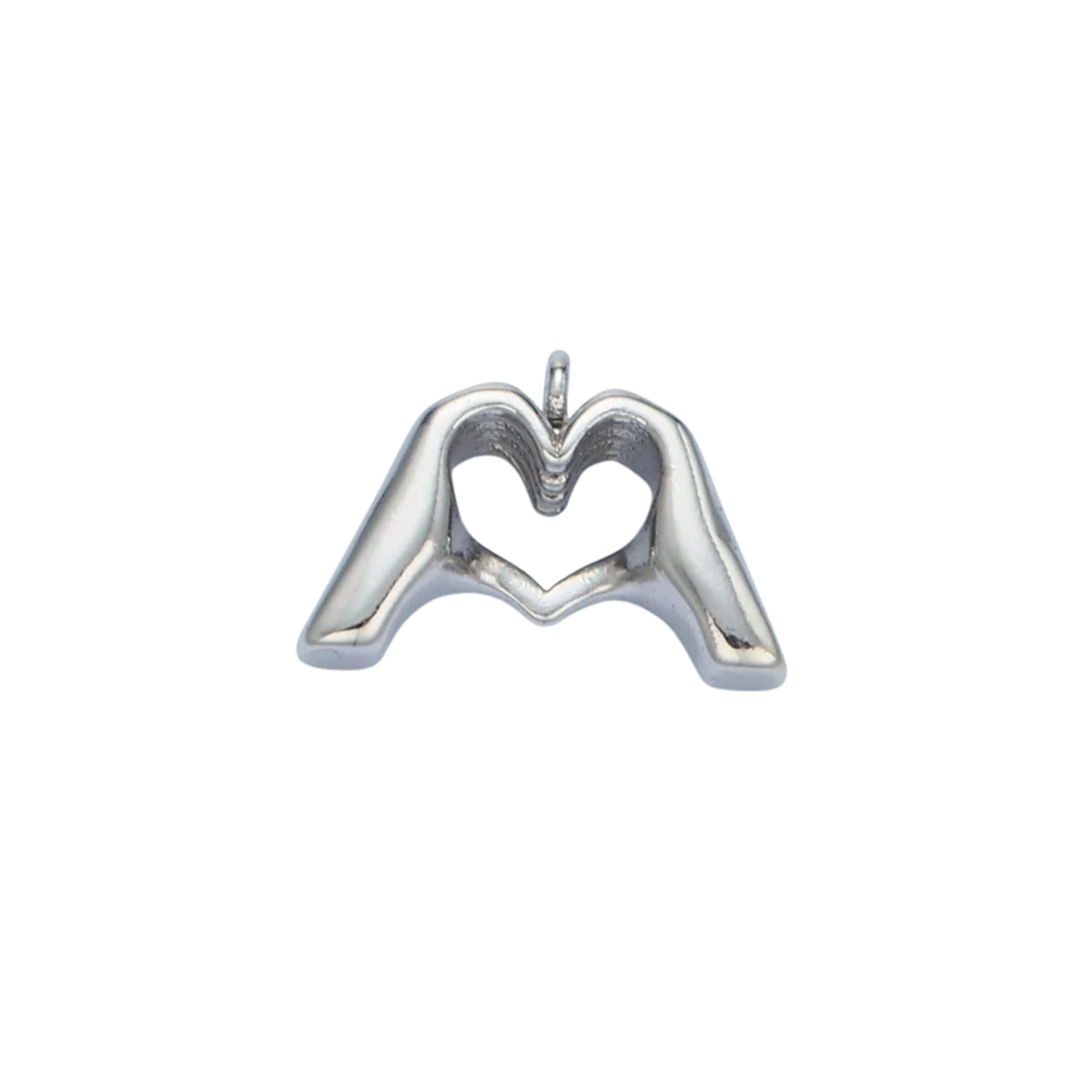 Small Silver Heart Hands Charm