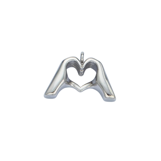 Small Silver Heart Hands Charm