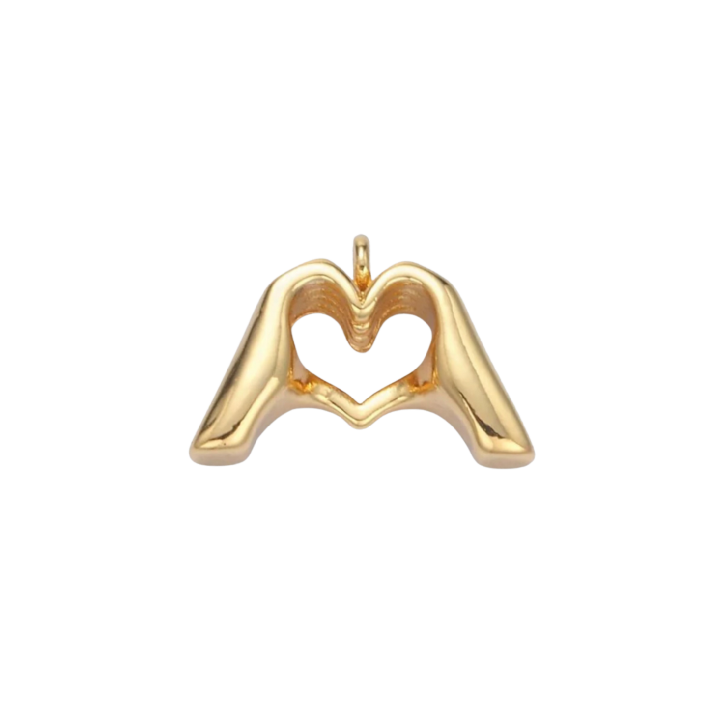 Small Gold Heart Hands Charm
