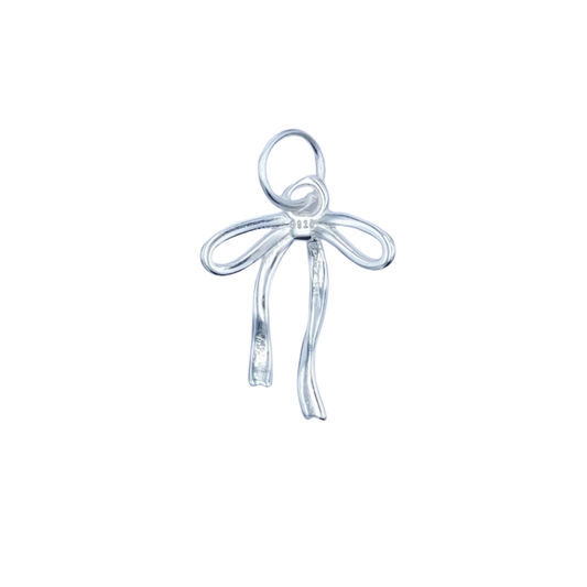 Mini Silver Ribbon Bow Charm