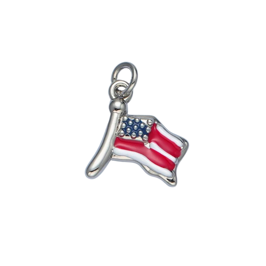 Small Silver American Flag Charm