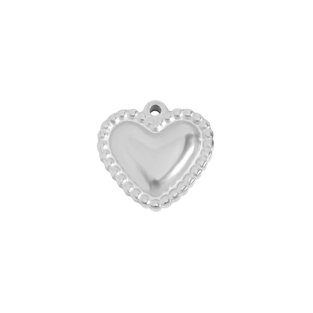 Small Silver Dotted Heart Charm