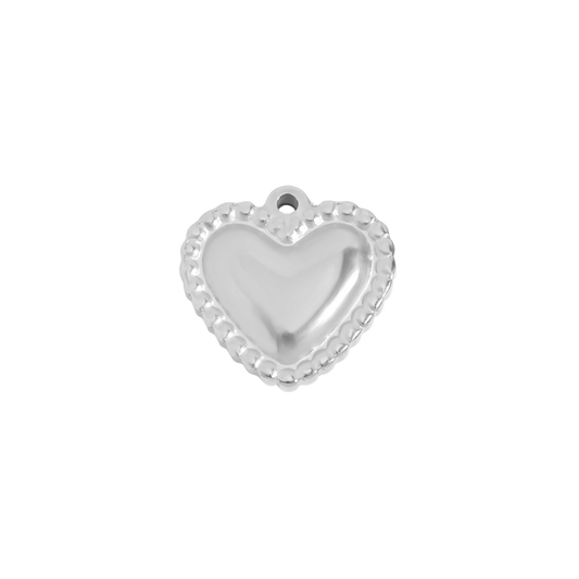 Small Silver Dotted Heart Charm